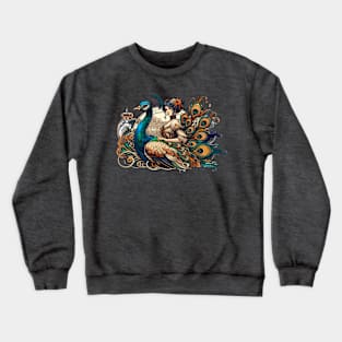 art nouveau a peacock and a woman Crewneck Sweatshirt